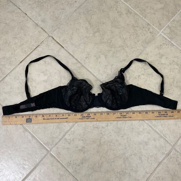 Victoria's Secret Size 36C Unlined Demi Bra Semi Sheer Wired Lace Floral - Picture 5 of 7